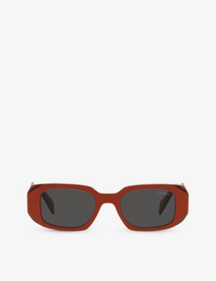 Prada Womens Orange Pr 17ws Rectangular-frame Acetate Sunglasses