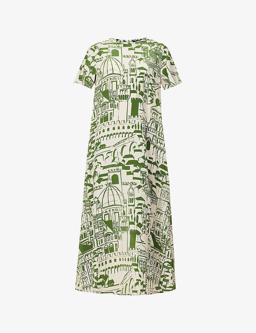 Weekend Max Mara Womens Green Aral Graphic-print Silk Maxi Dress