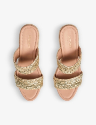 Lk Bennett Womens Gol-gold Renlee Woven-strap Leather Mules In Pale Blue