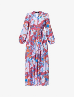Weekend Max Mara Womens Cyclamen Oblio Floral-print Woven Maxi Dress In Cyclamen