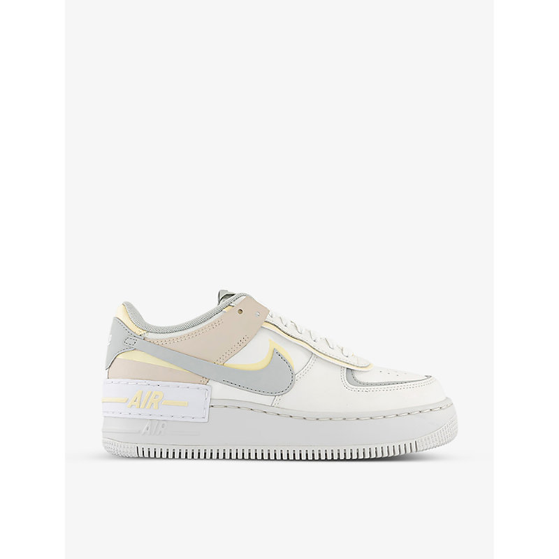 NIKE NIKE WOMENS SAIL SILVER CITRON AIR FORCE 1 SHADOW LEATHER LOW-TOP TRAINERS,66907498
