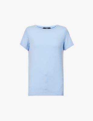 Weekend Max Mara Womens Light Blue Multib Regular-fit Stretch-cotton T-shirt