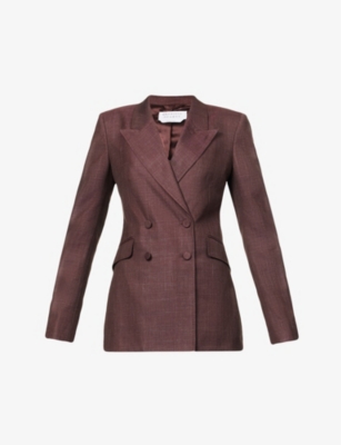 Gabriela Hearst Stephanie Double-breasted Wool-crepe Blazer In Bordeaux