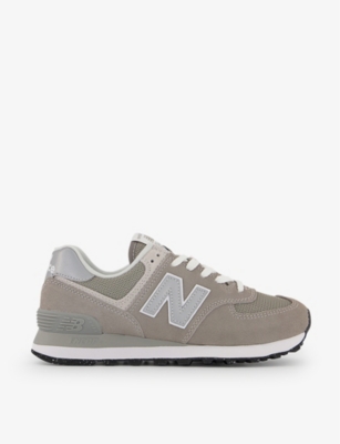 NEW BALANCE NEW BALANCE WOMEN'S GREY WHITE GREEN 574 LOGO-EMBOSSED WOVEN LOW-TOP TRAINERS,67391975