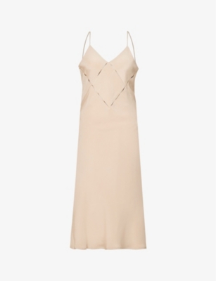 ESAU YORI: Lengerie geometric-pattern silk midi dress