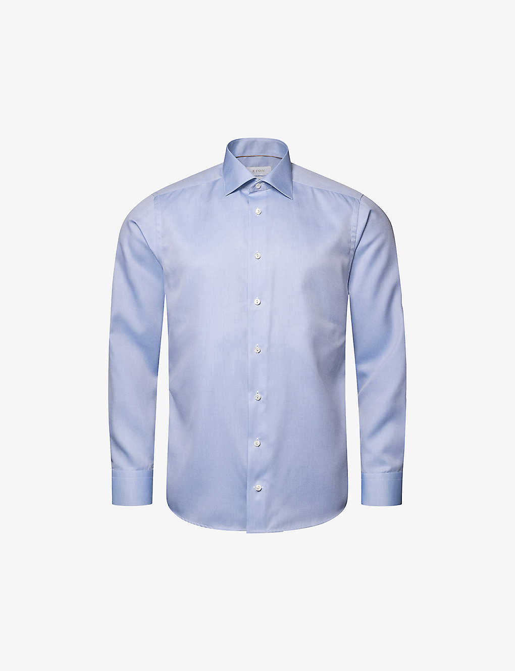 Shop Eton Mens Light Blue Cutaway-collar Curved-yoke Slim-fit Cotton-twill Shirt