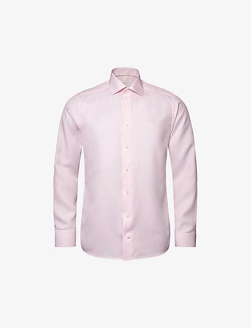 ETON: Cutaway-collar curved-yoke slim-fit cotton-twill shirt