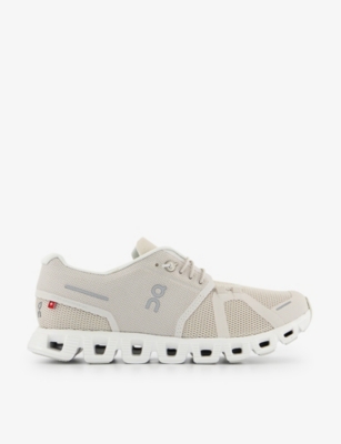 On-running Womens Pearl White F Cloud 5 Mesh Low-top Trainers