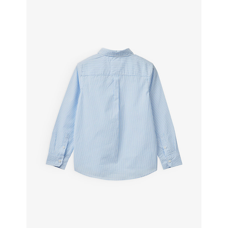 Shop Benetton Long-sleeved Cotton Shirt 6-14 Years In Pale Blue