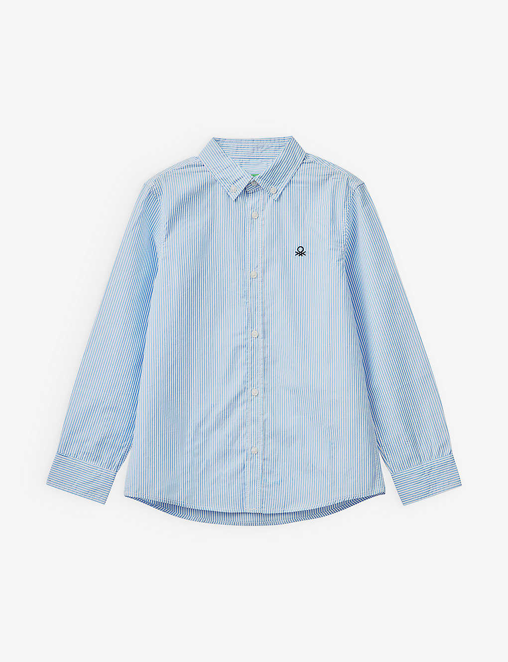 Benetton Kids' Long-sleeved Cotton Shirt 6-14 Years In Pale Blue