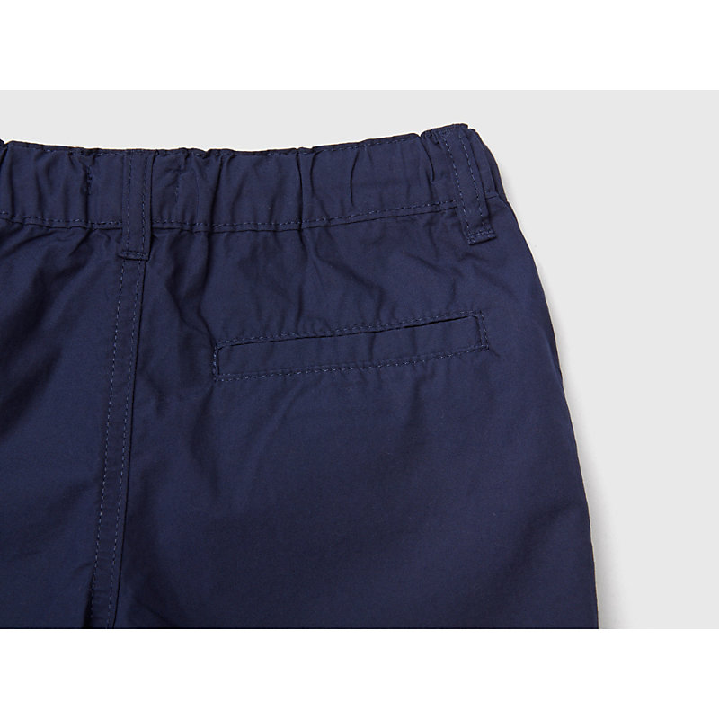 Shop Benetton Drawstring Cotton Shorts 1-6 Years In Navy Blue