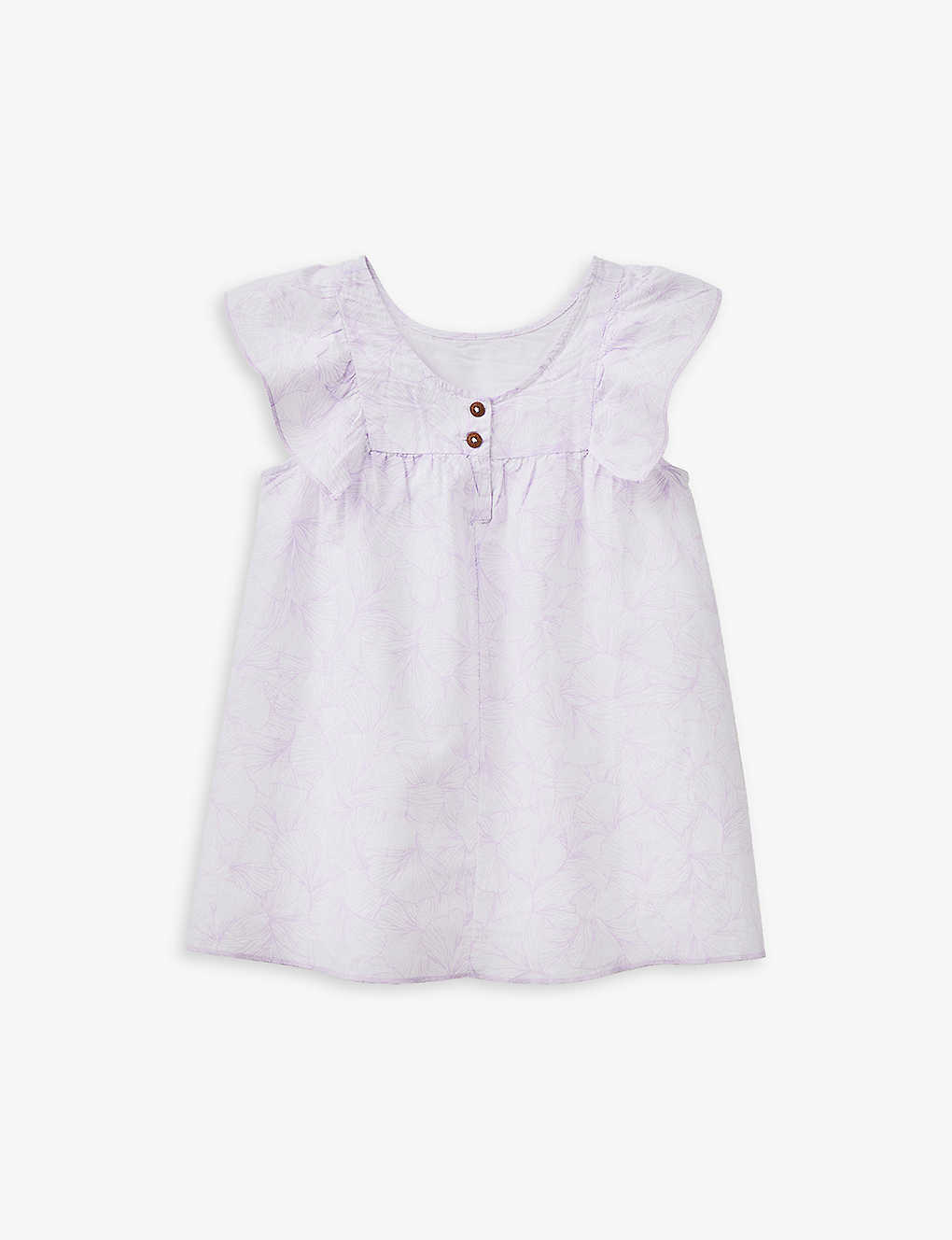 Benetton Babies'  Pale Lilac Floral Floral-print Ruffle-detail Linen Mini Dress 1-6 Years