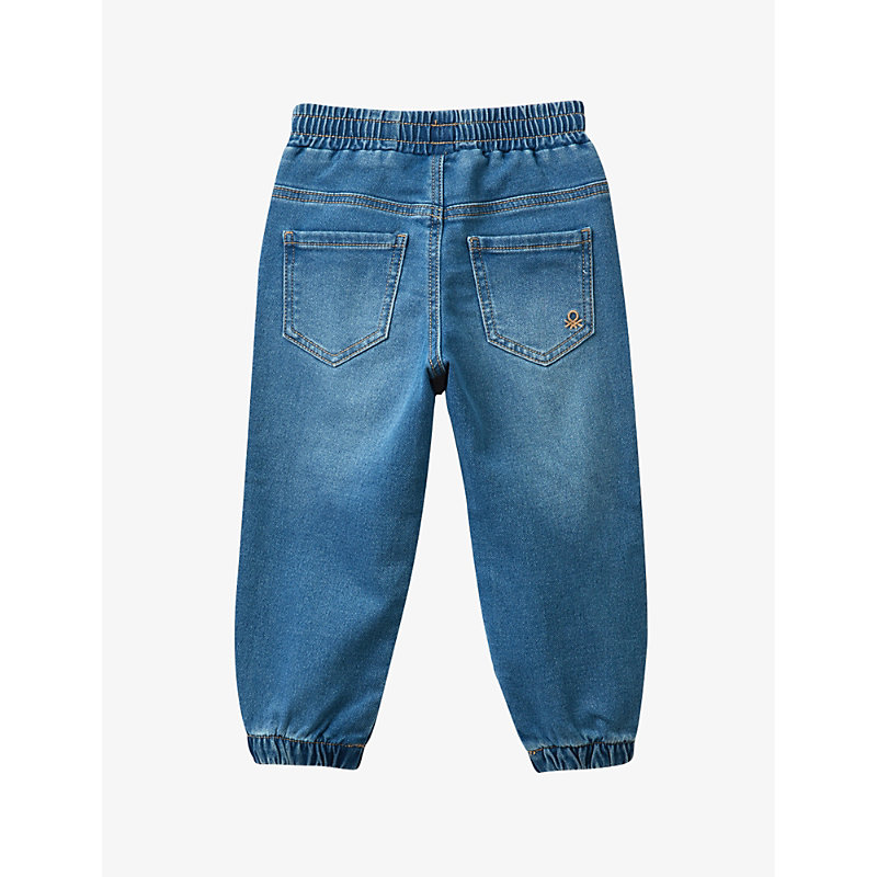 Shop Benetton Elasticated-waist Drawstring Stretch-denim Jeans 1-6 Years In Blue Denim