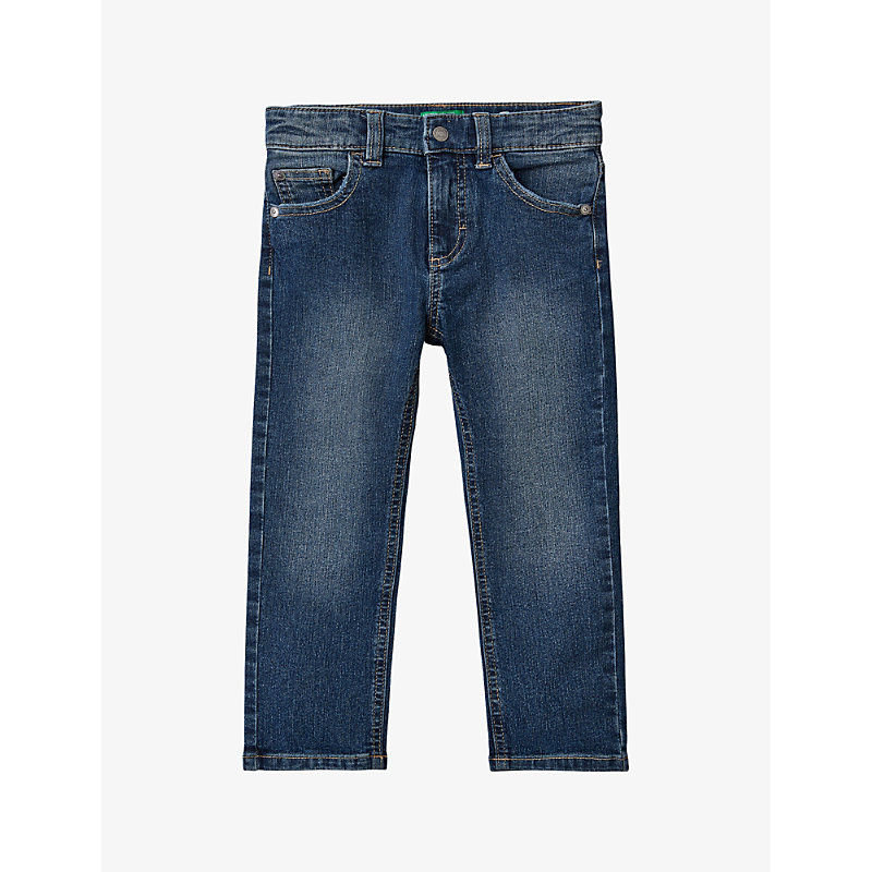 Benetton Girls Blue Denim Kids Regular-fit Straight-leg Stretch-denim Jeans 1-6 Years