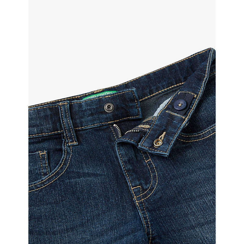 Shop Benetton Five-pocket Regular-fit Stretch-denim Shorts 6-14 Years In Blue