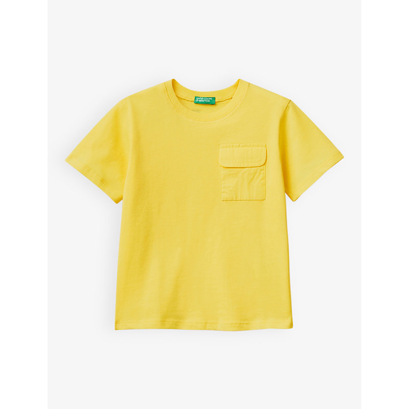 Benetton Girls Sunny Yellow Kids Pocket Detail Cotton-jersey T-shirt 1-6 Years