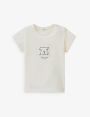 Benetton Babies'  Cream Dog Patch And ' Friends'-print Organic-cotton T-shirt 1-18 Months