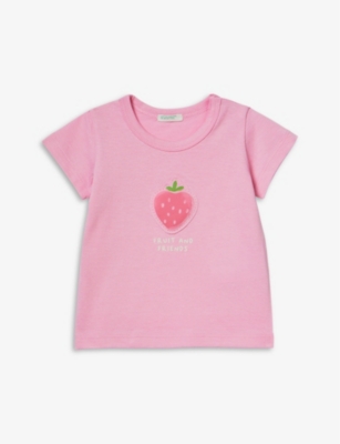 Benetton Babies'  Pink Dog Patch And ' Friends'-print Organic-cotton T-shirt 1-18 Months