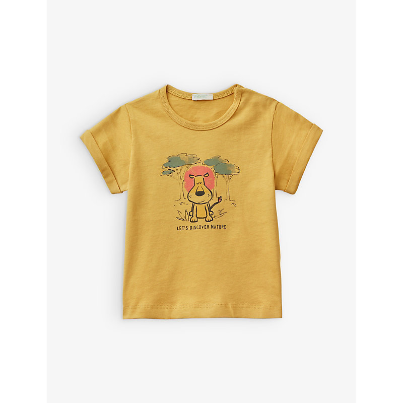 Benetton Babies'  Yellow Dog Graphic Cotton-jersey T-shirt 1-8 Months