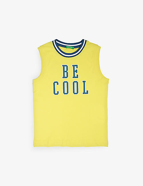BENETTON: Slogan-print sleeveless cotton-jersey top 6-14 years