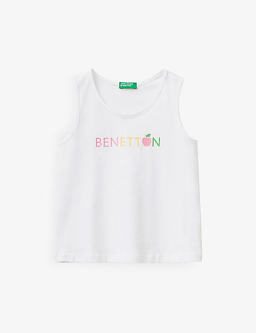 BENETTON: Logo-print round-neck cotton-jersey vest 1-6 years