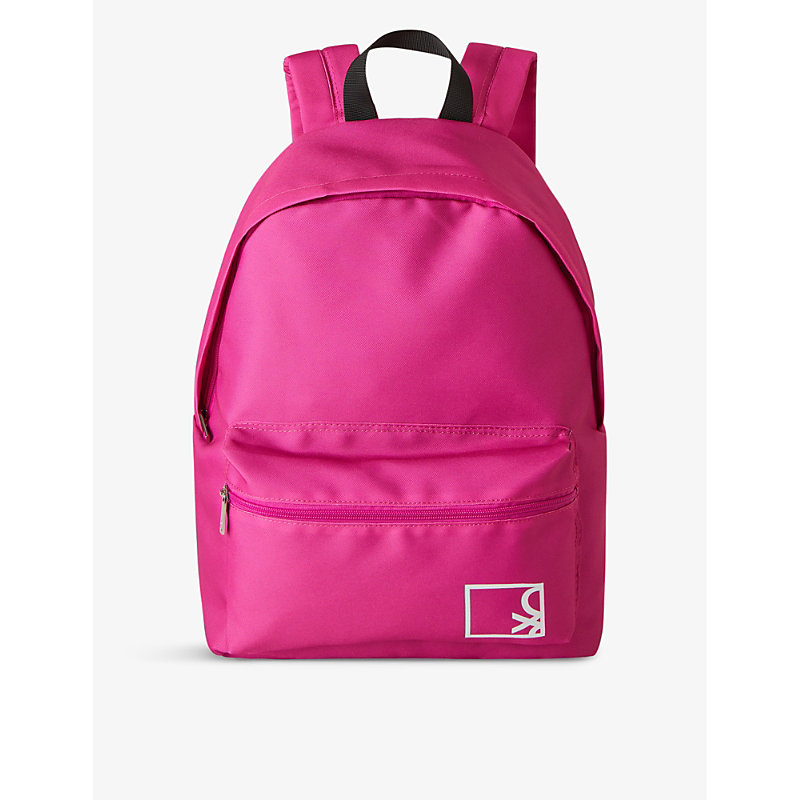 Benetton Kids Logo-print Woven Backpack In Pink