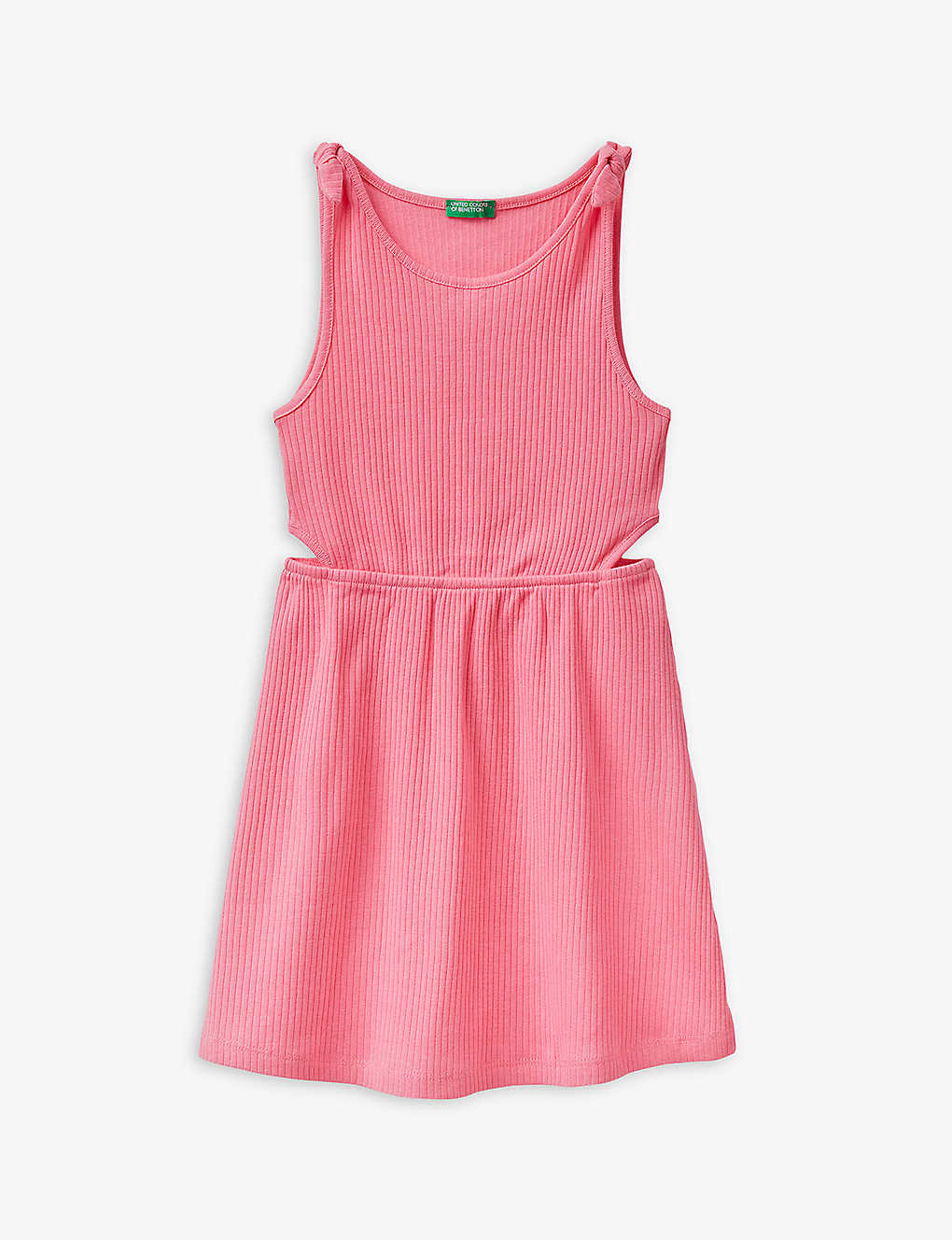 Benetton Girls Bright Pink Kids Cut-out Ribbed Cotton-jersey Dress 6-14 Years