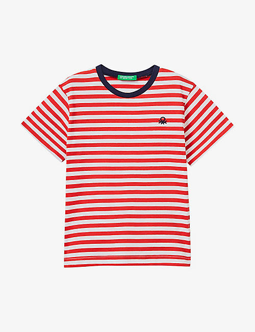 BENETTON: Logo-embroidered stripe-print cotton T-shirt 1-6 years