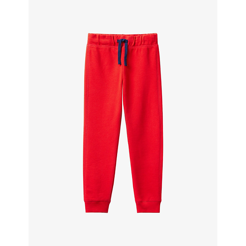 Benetton Kids' Logo-print Cotton-jersey Jogging Bottoms 6-14 Years In Red
