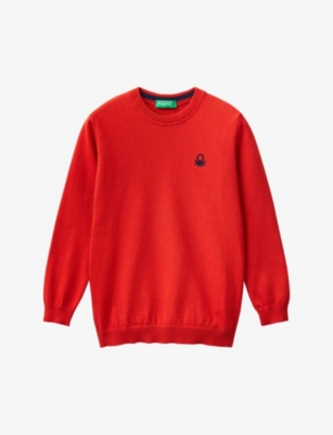BENETTON: Logo-embroidered cotton-knit jumper 1-6 years