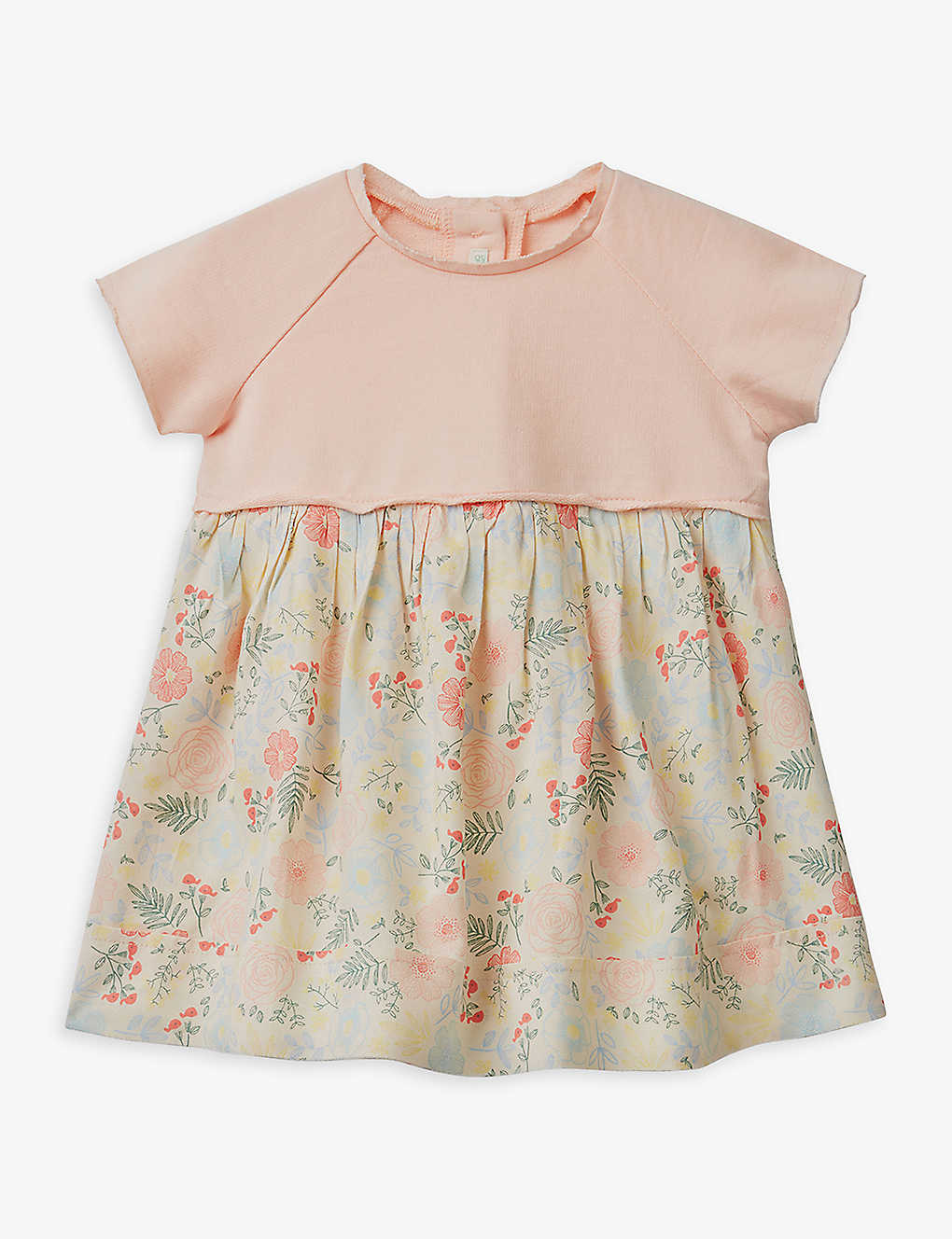 Benetton Babies'  Pale Pink Floral Floral-skirt Short-sleeve Woven Mini Dress 1-18 Months
