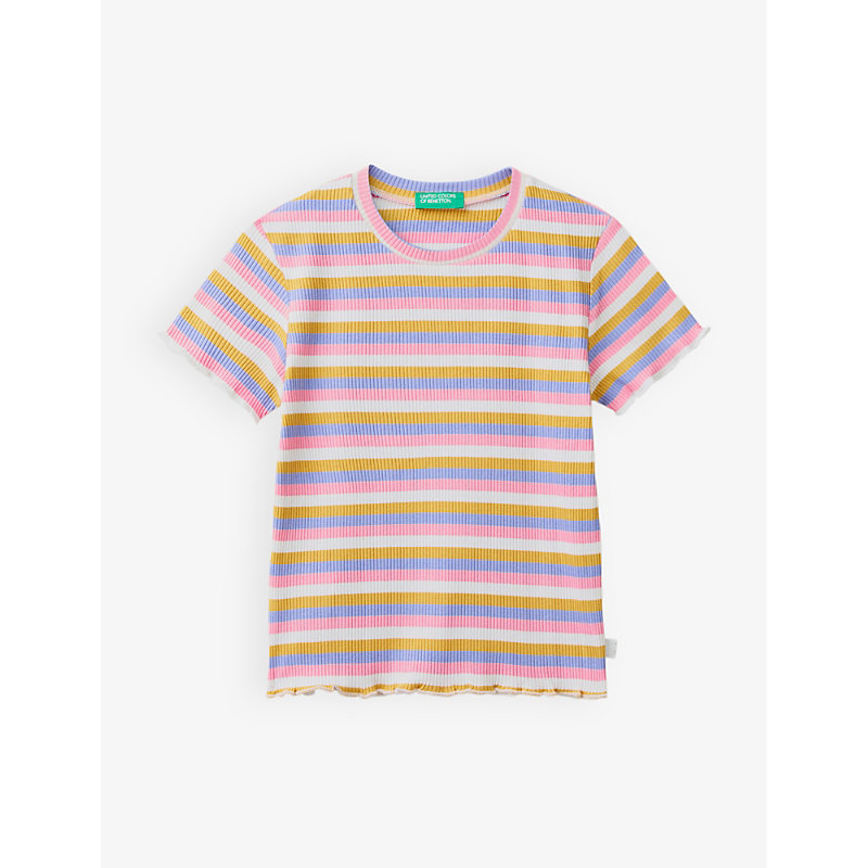 Benetton Girls Multi Colour Kids Striped Stretch-cotton T-shirt 6-14 Years