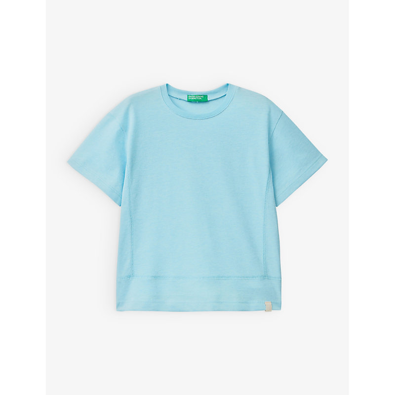 Benetton Girls Turquoise Kids Round-neck Short-sleeve Cotton-blend T-shirt 1-6 Years