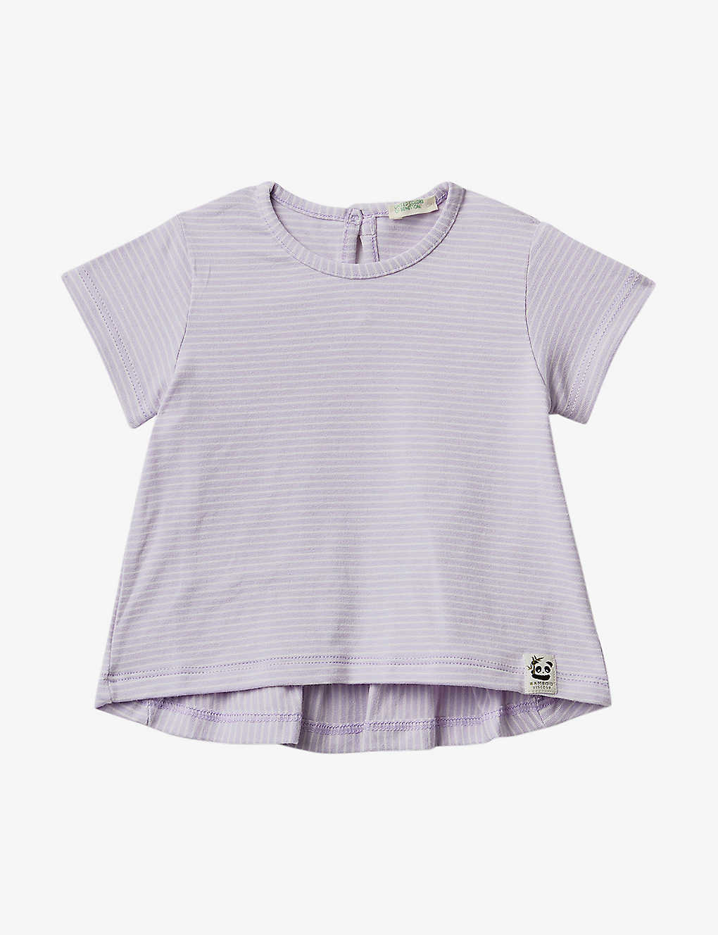 Benetton Girls Lilac Kids Frill-hem Round-neck Stretch-woven T-shirt 1-18 Months