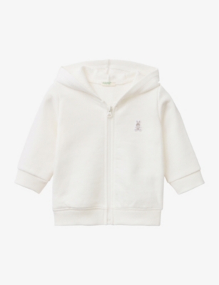 BENETTON: Ear-appliqué logo-embroidered organic-cotton hoody 1-18 months