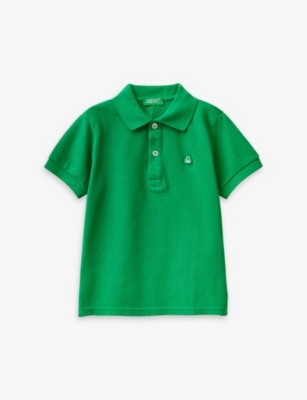 Benetton Boys  Green Kids Logo-embroidered Cotton Polo Shirt 1-6 Years