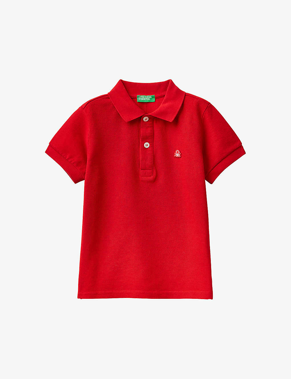 Benetton Boys Red Kids Logo-embroidered Cotton Polo Shirt 1-6 Years