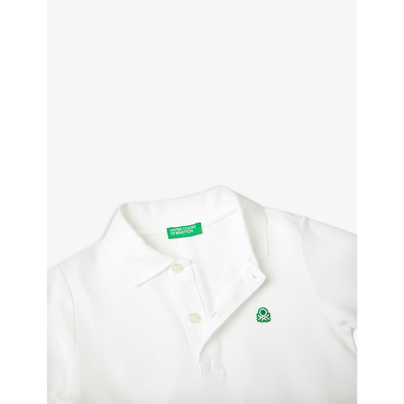 Shop Benetton Logo-embroidered Cotton Polo Shirt 1-6 Years In White