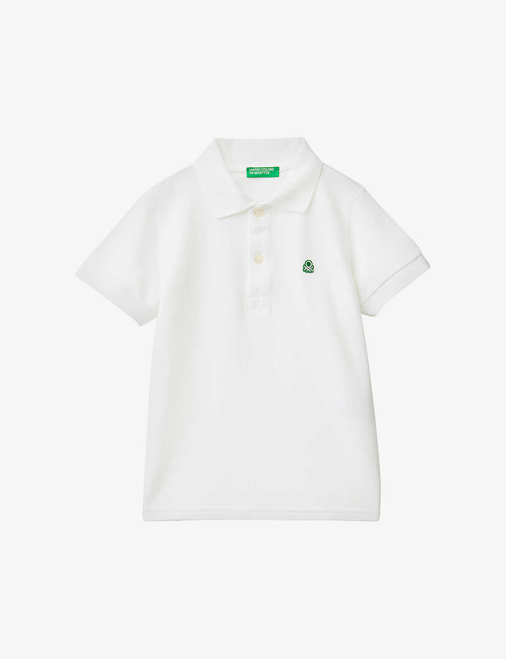 Benetton Boys White Kids Logo-embroidered Cotton Polo Shirt 1-6 Years