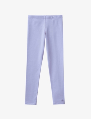 Benetton Kids' Elasticated-waist Stretch-cotton Leggings 6-14 Years In Lilac