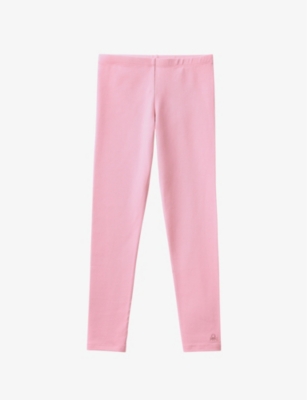Benetton Kids' Elasticated-waist Stretch-cotton Leggings 6-14 Years In Pink
