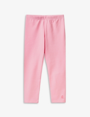 Benetton Kids' Logo-embroidered Knee-length Stretch-cotton Leggings 1-6 Years In Pink
