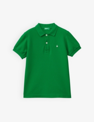 Benetton Boys  Green Kids Logo-embroidered Cotton Polo Shirt 6-14 Years