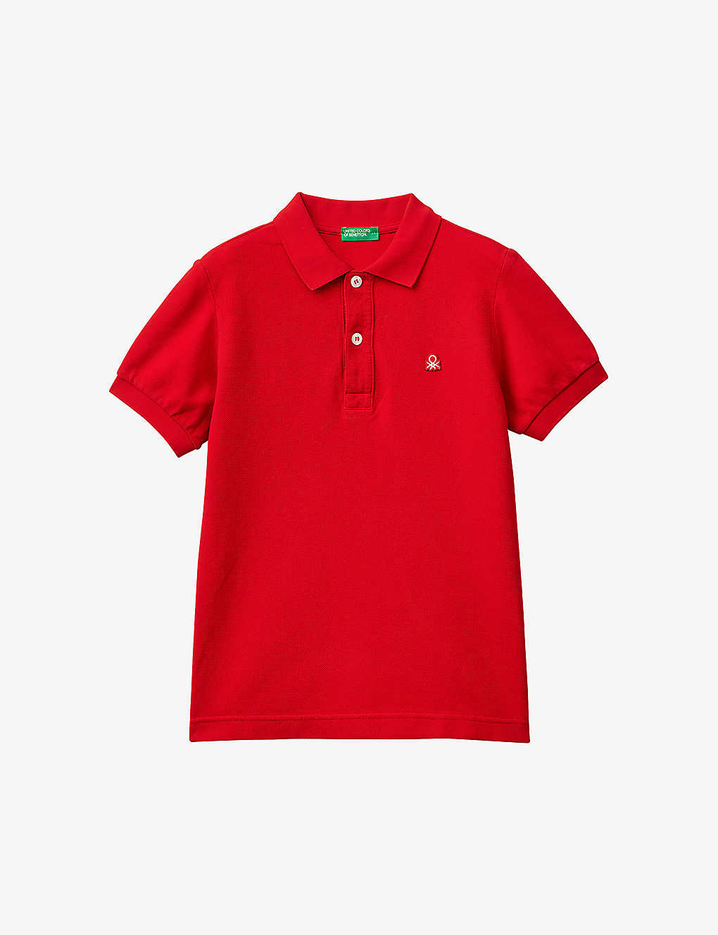 Benetton Boys Red Kids Logo-embroidered Cotton Polo Shirt 6-14 Years