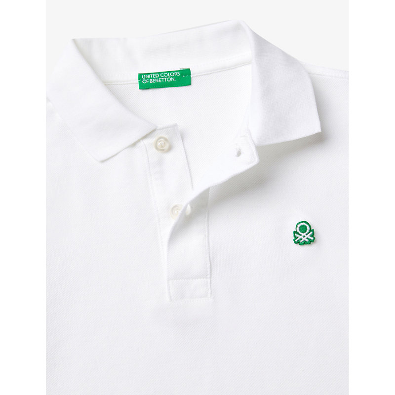 Shop Benetton Logo-embroidered Cotton Polo Shirt 6-14 Years In White