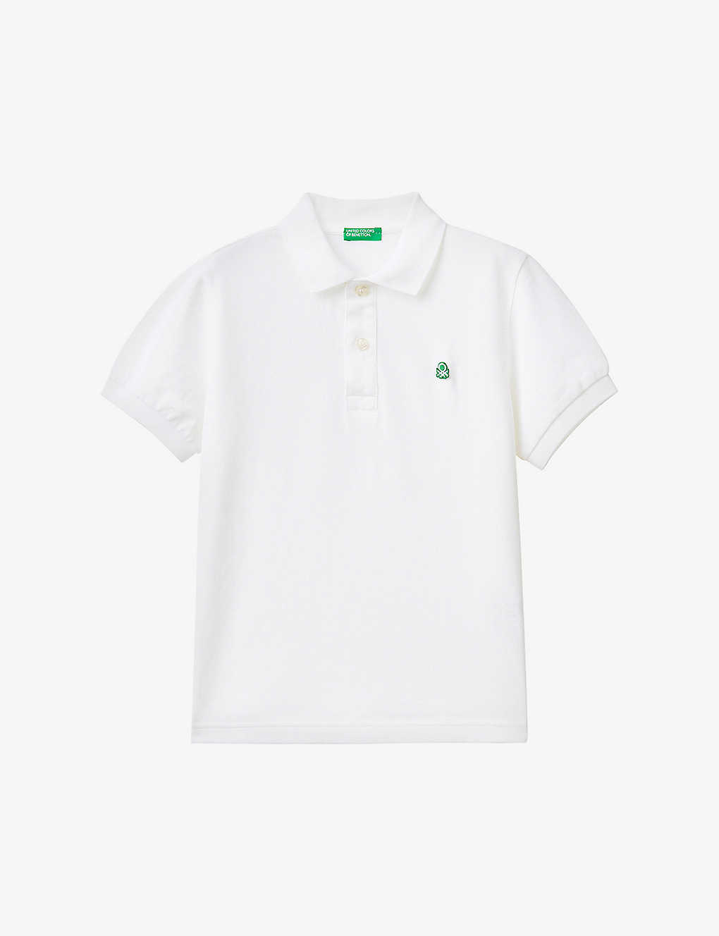 Benetton Boys White Kids Logo-embroidered Cotton Polo Shirt 6-14 Years