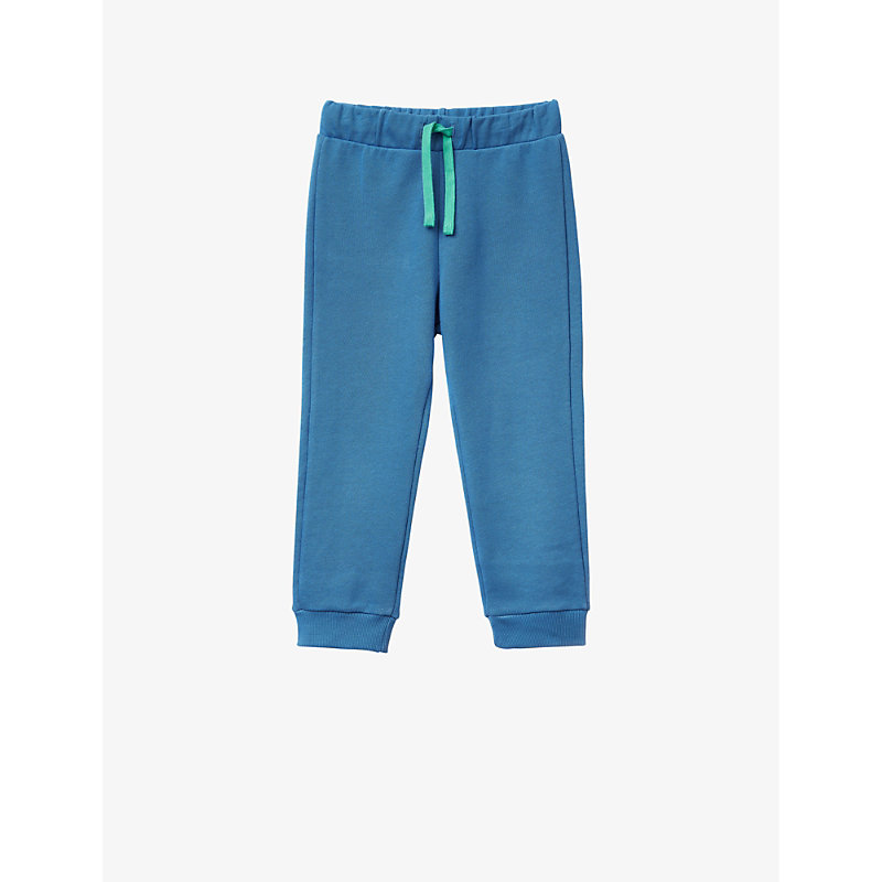 Benetton Kids' Logo-print Cotton-jersey Jogging Bottoms 3-6 Years In Blue