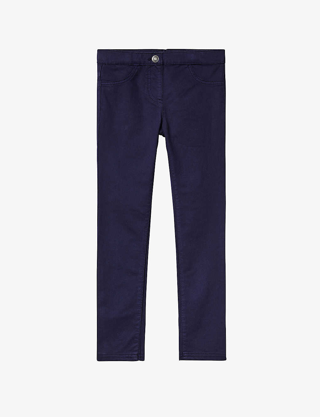 Benetton Boys Navy Blue Kids Slim-leg Stretch Cotton-blend Trousers 6-14 Years