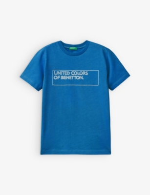 Reportero Cuaderno ampliar Benetton Boys Blue Kids Logo-print Cotton-jersey T-shirt 6-14 Years |  ModeSens