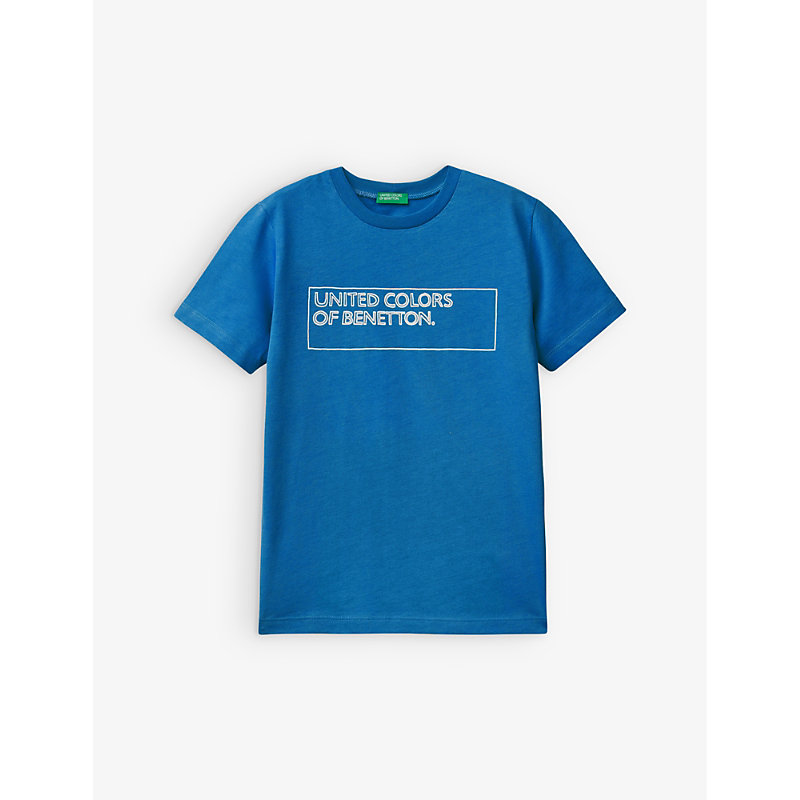 Benetton Boys Blue Kids Logo-print Cotton-jersey T-shirt 6-14 Years
